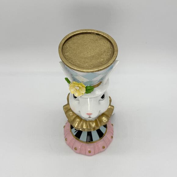 Tophat & Tail Easter Bunny Mad Hatter Pedestal Candle Holder NEW - Picture 5 of 8